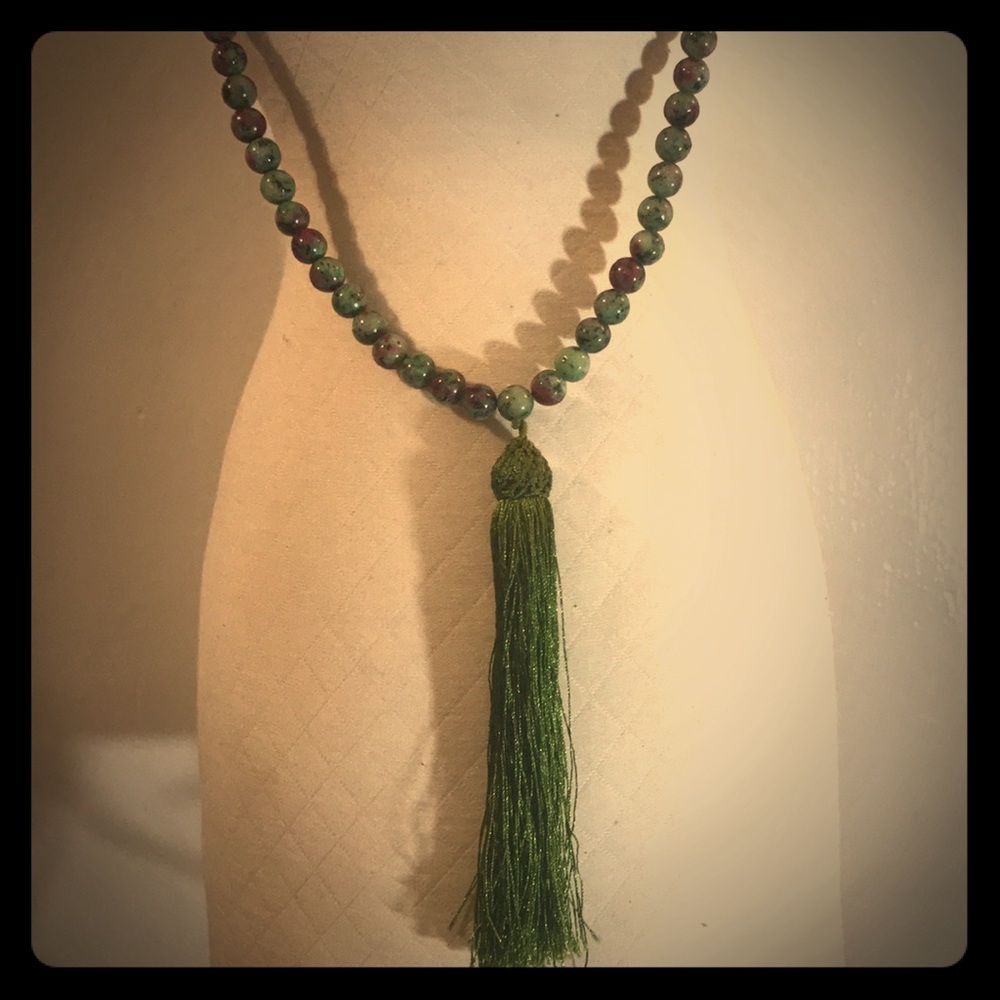 36” Natural stone agate Mala